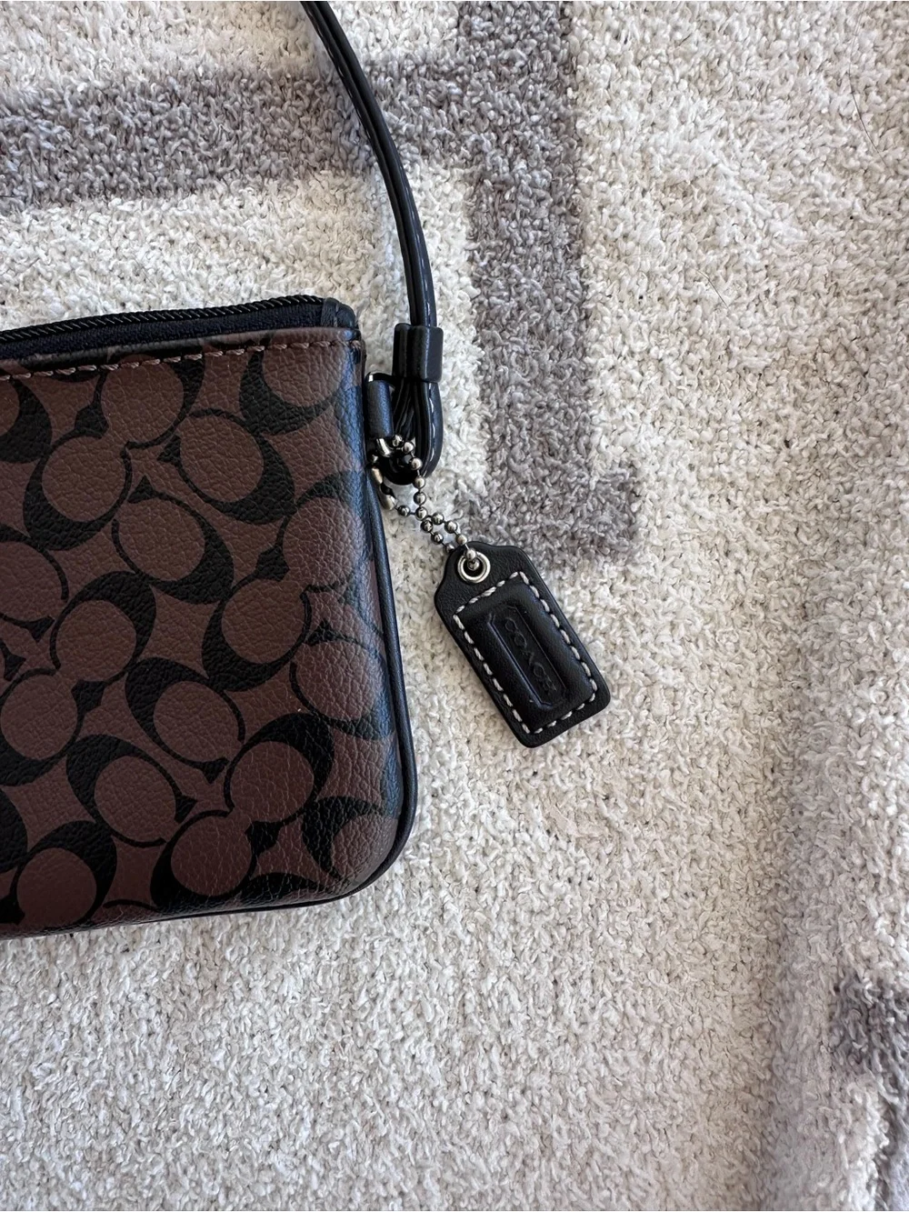 Coach Brown Signature Wristlet with Black Stripe vintage y2k Coach